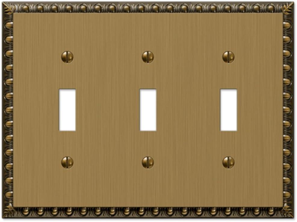 Brushed Brass Triple Toggle Cast Metal Wallplate