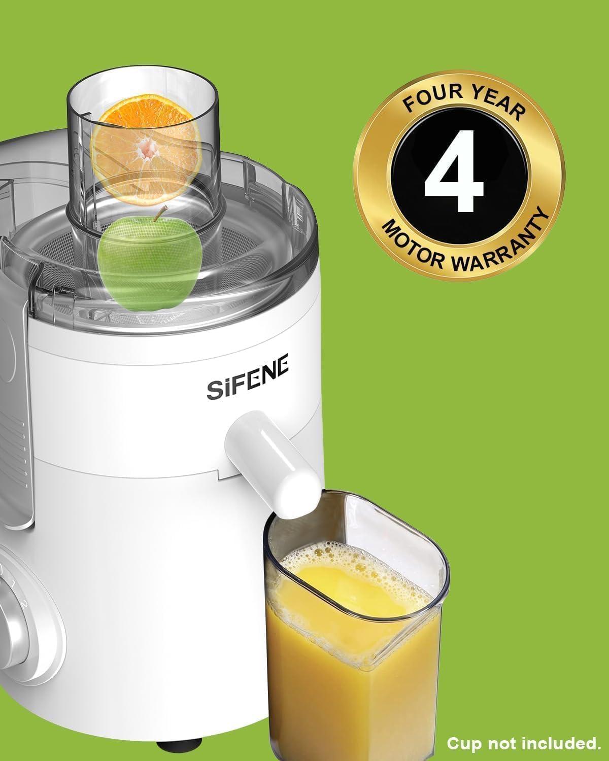 SIFENE 500W Centrifugal Juicer Machine, 2.5" Wide Chute, BPA-Free, White, New