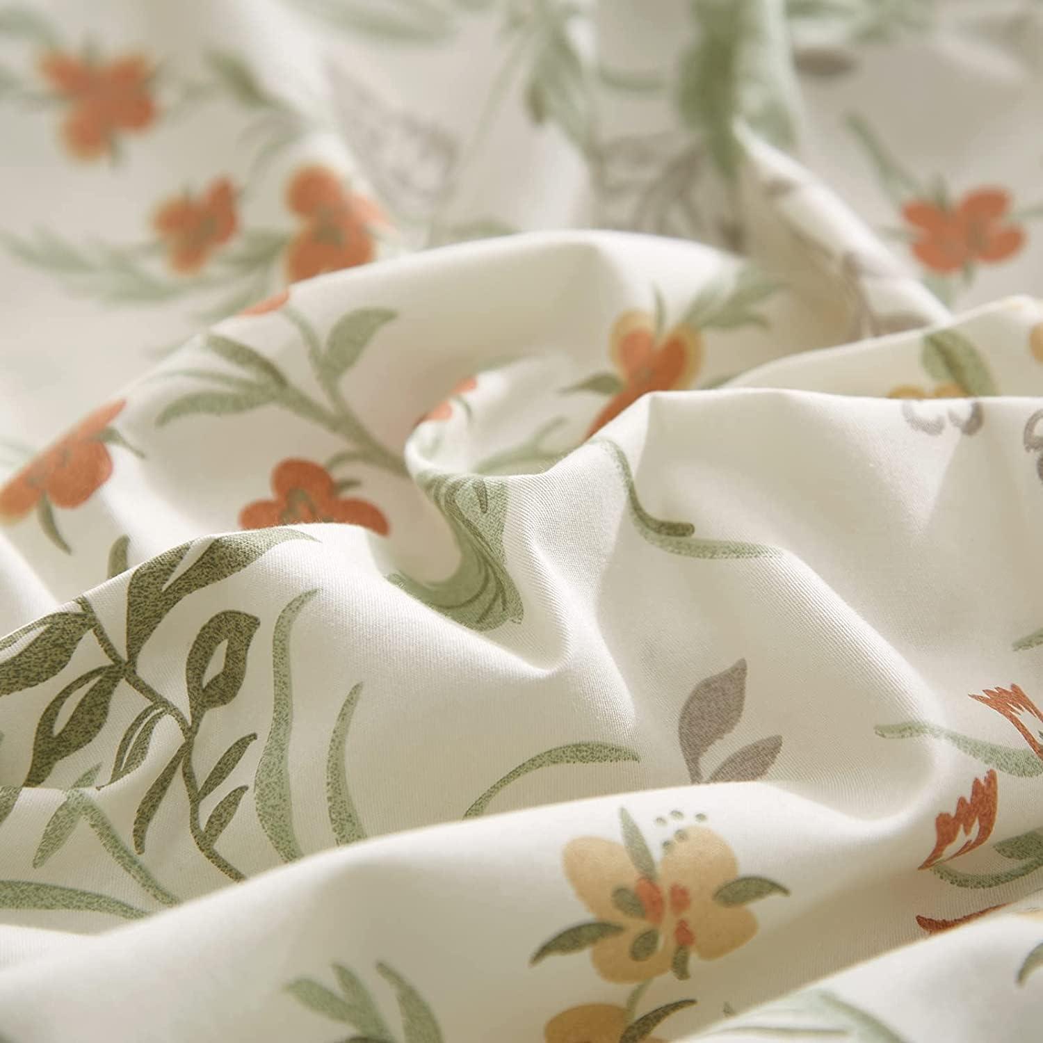 King White Cotton Botanical Floral Duvet Cover Set