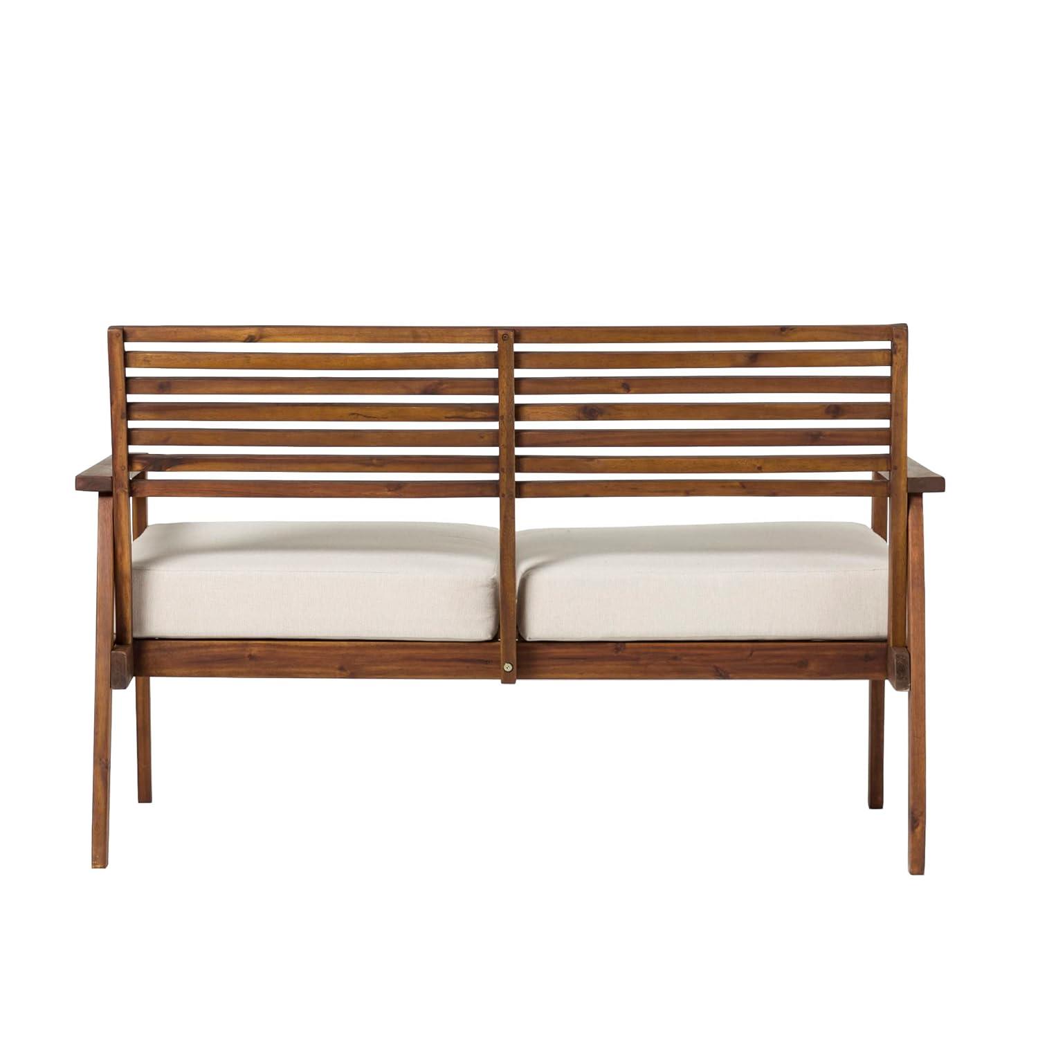 Walker Edison Modern Cushioned Solid Acacia Wood Loveseat