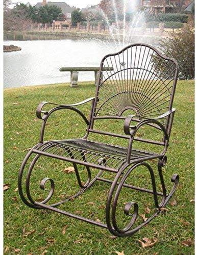 International Caravan Sun Ray Iron High Back Patio Rocker in Bronze