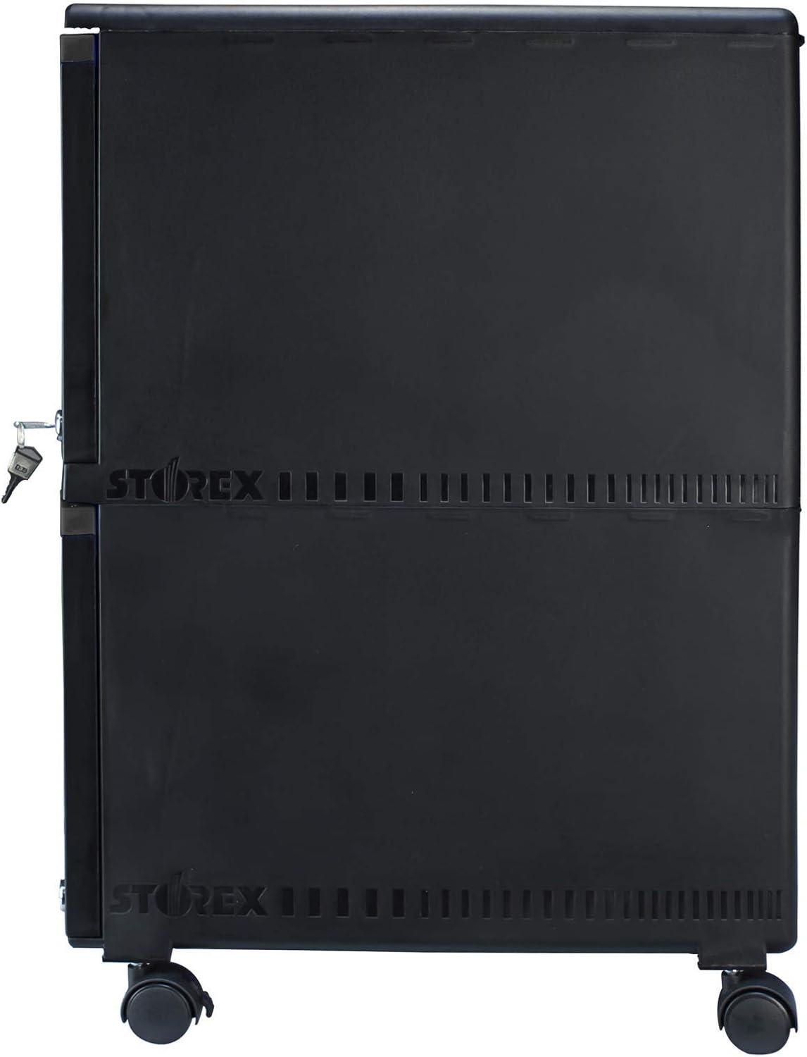 Black Mobile 2-Drawer Lockable Legal Size File Cabinet