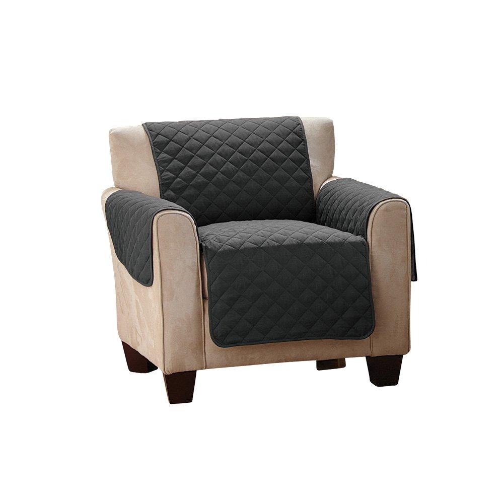 Collections Etc Reversible Quilted Furniture Cover Chair Black/Gray