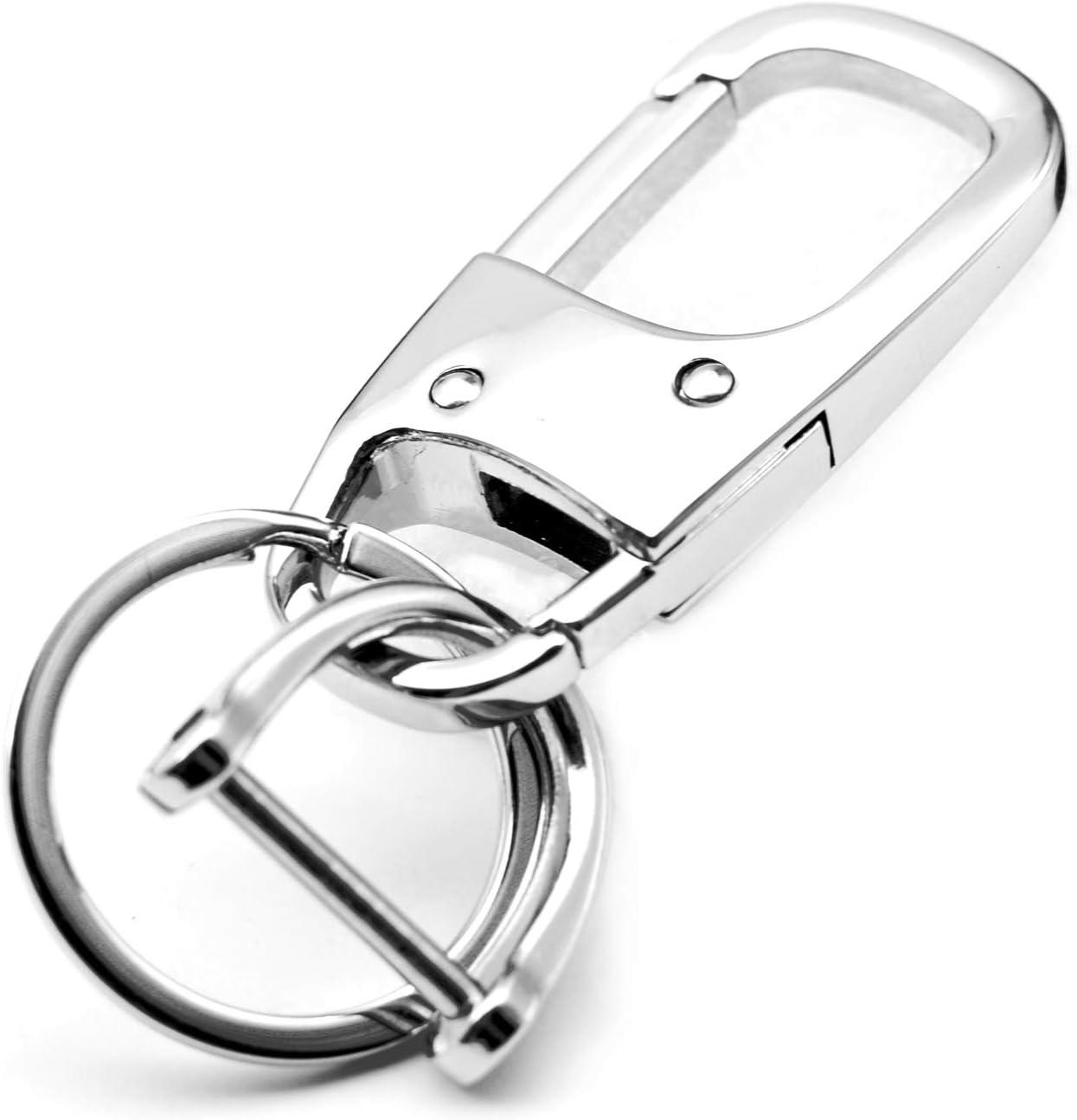 MECHCOS Metal Keychain Car Fob Key Chain Holder Clip with Detachable Valet Key Ring & Anti-Lost D-Ring for Men and Women