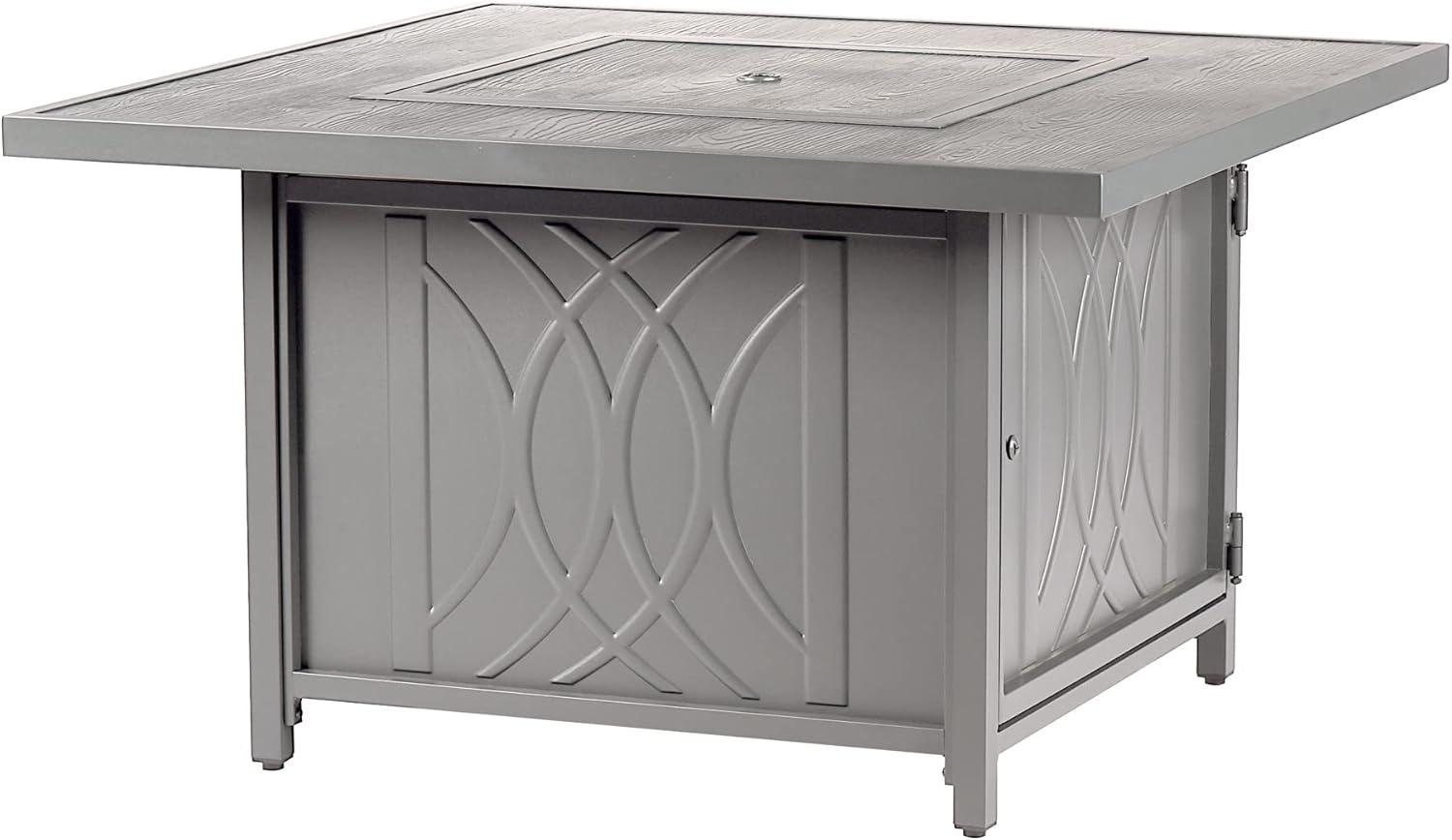 42" Square Aluminum 55000 BTUs Propane  Modern Fire Table with 2 Covers - Gray - Oakland Living