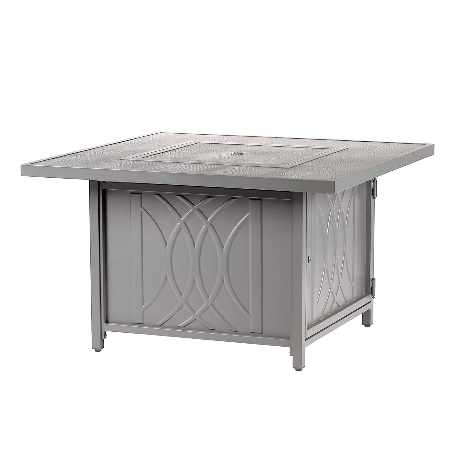 42" Square Aluminum 55000 BTUs Propane Modern Fire Table with 2 Covers - Gray - Oakland Living