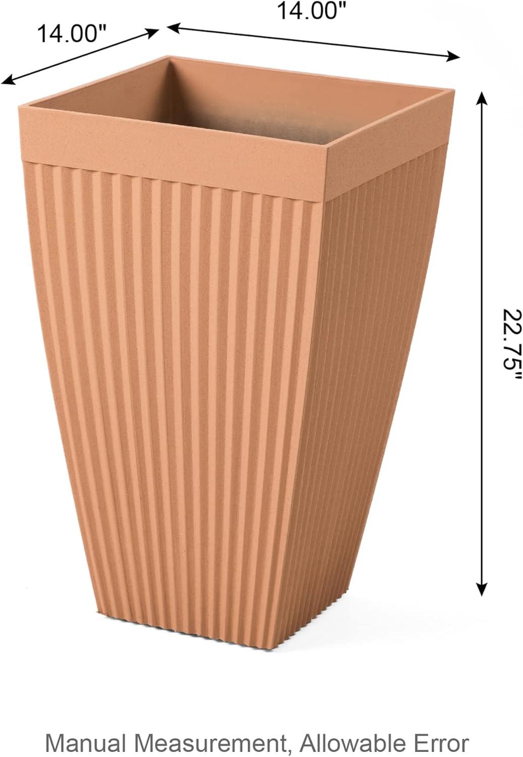 Eco-Friendly Terracotta Fluted Tall Planter Set, 14"