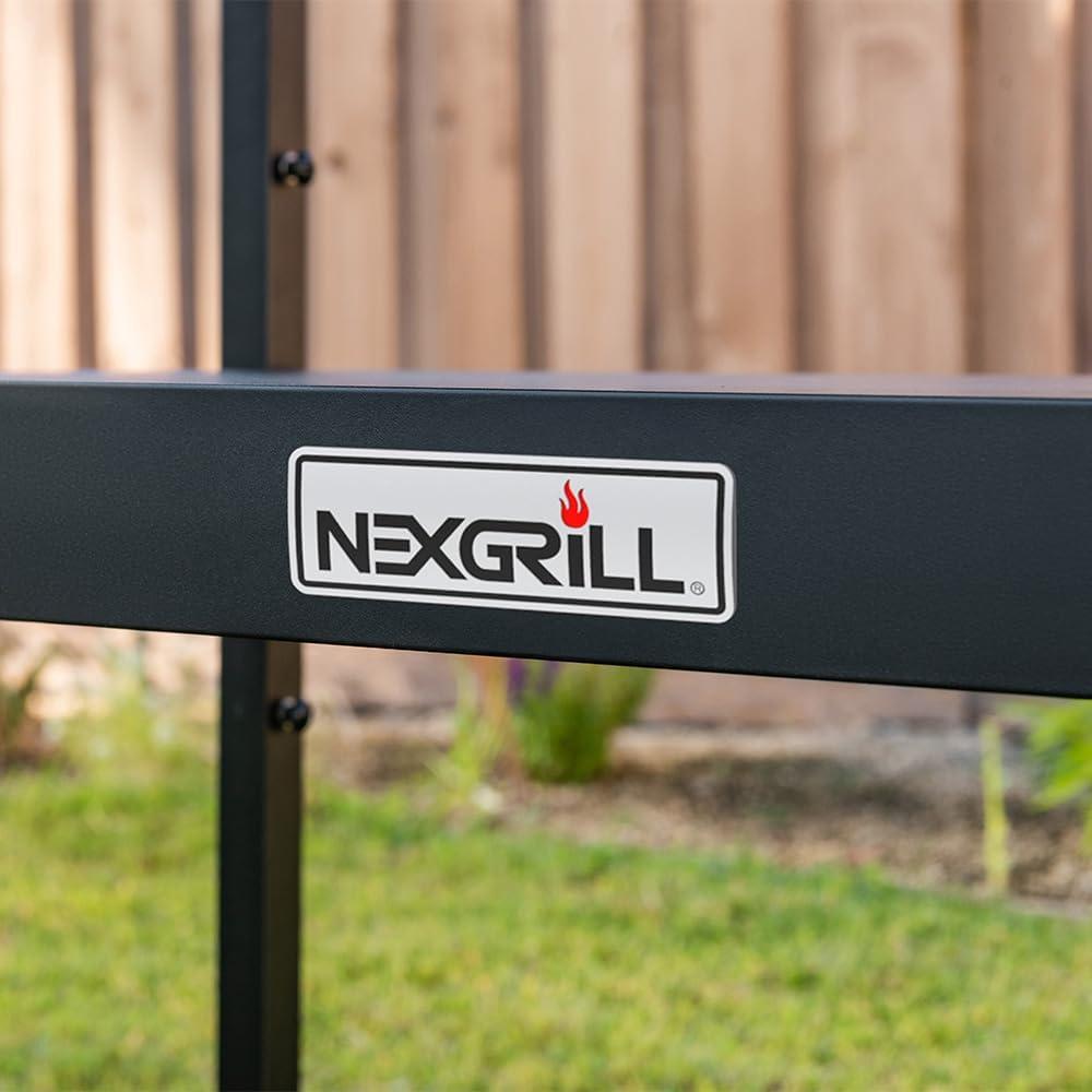 Nexgrill Outdoor Stainless Steel Food Prep Cart w/ Double Shelves, Paper Towel Holder, Hooks, Condiment Tray, Trash Bag Holder