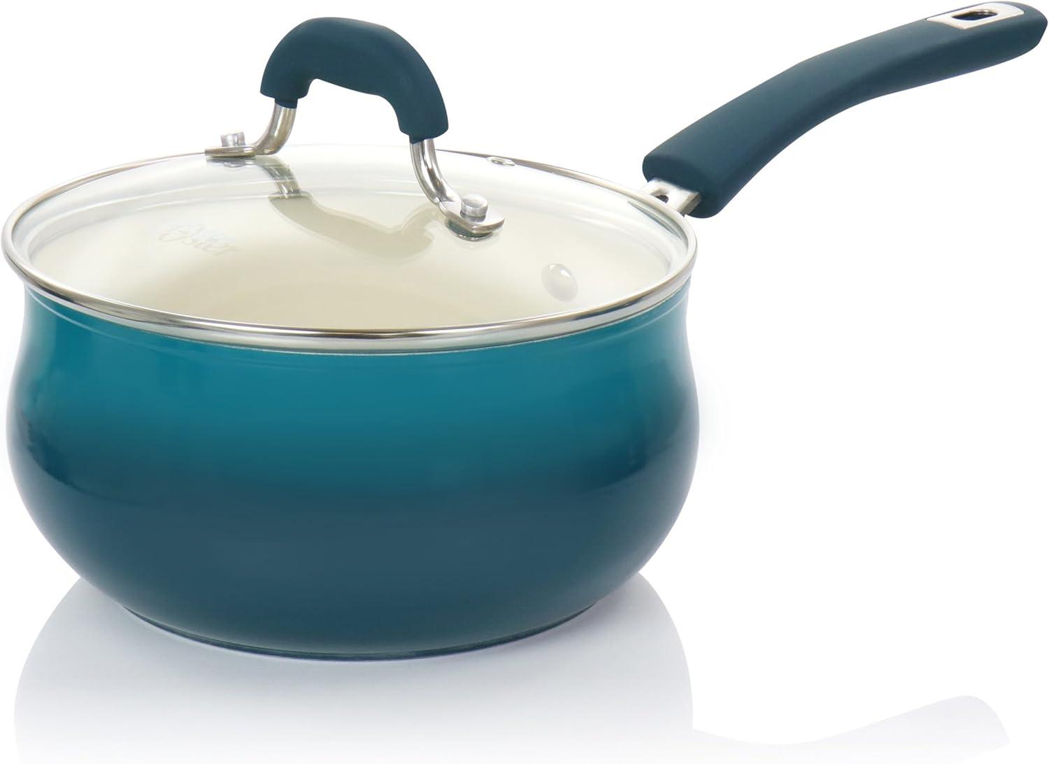 Oster Corbett 8 Piece Nonstick Aluminum Cookware Set in Teal