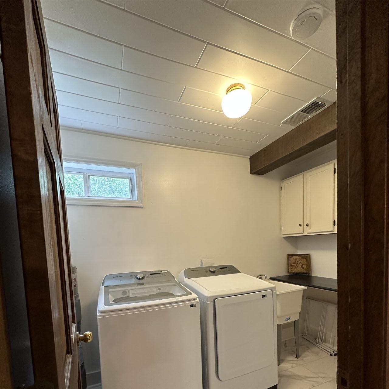 WP08 - Foam Wood Ceiling Planks 39 in x 6 in Plain White (19.5 Sq.ft / Pack) - 12 Pieces