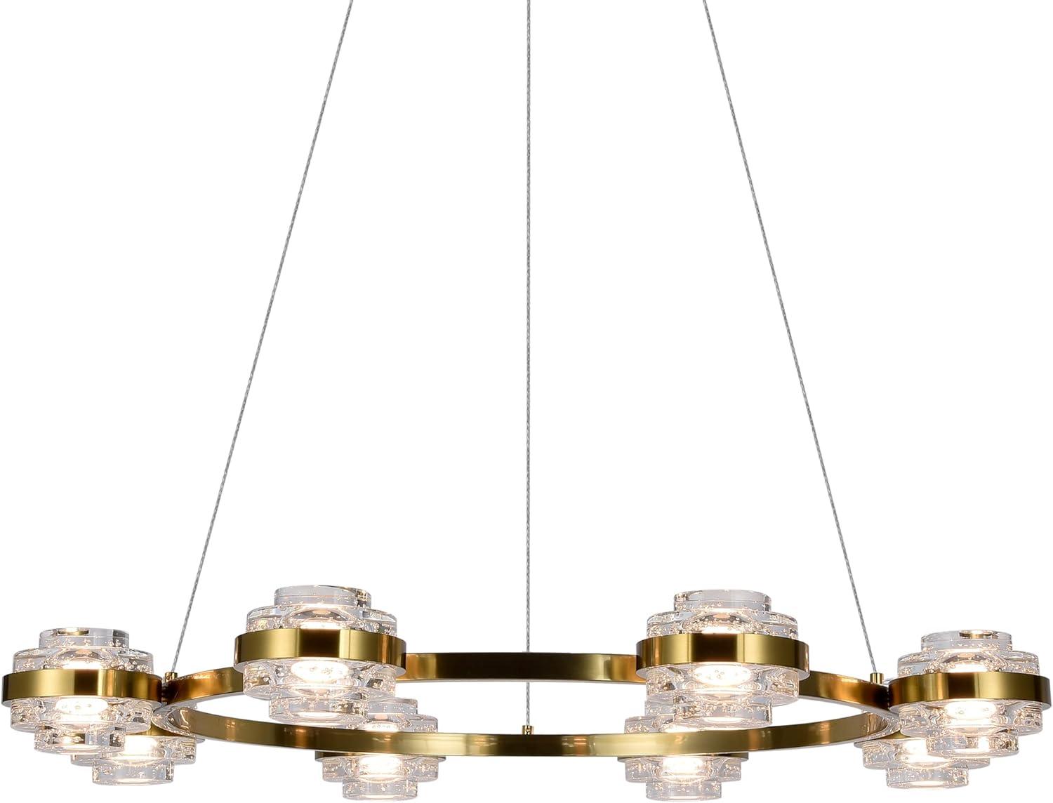 Milano 33-In Ring 8-Light Height Adjustable ETL Certified Integrated LED Circular Chandelier