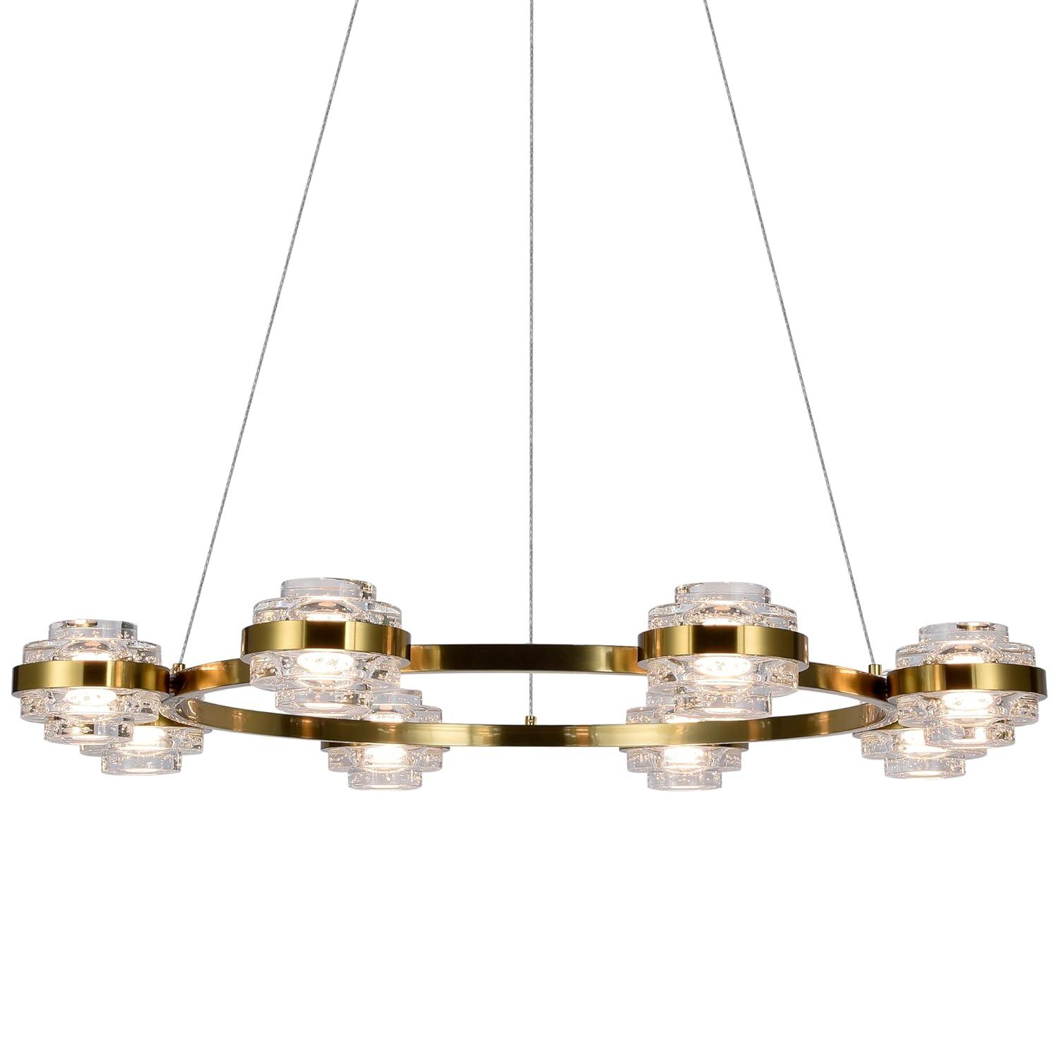 Milano 33-In Ring 8-Light Height Adjustable ETL Certified Integrated LED Circular Chandelier