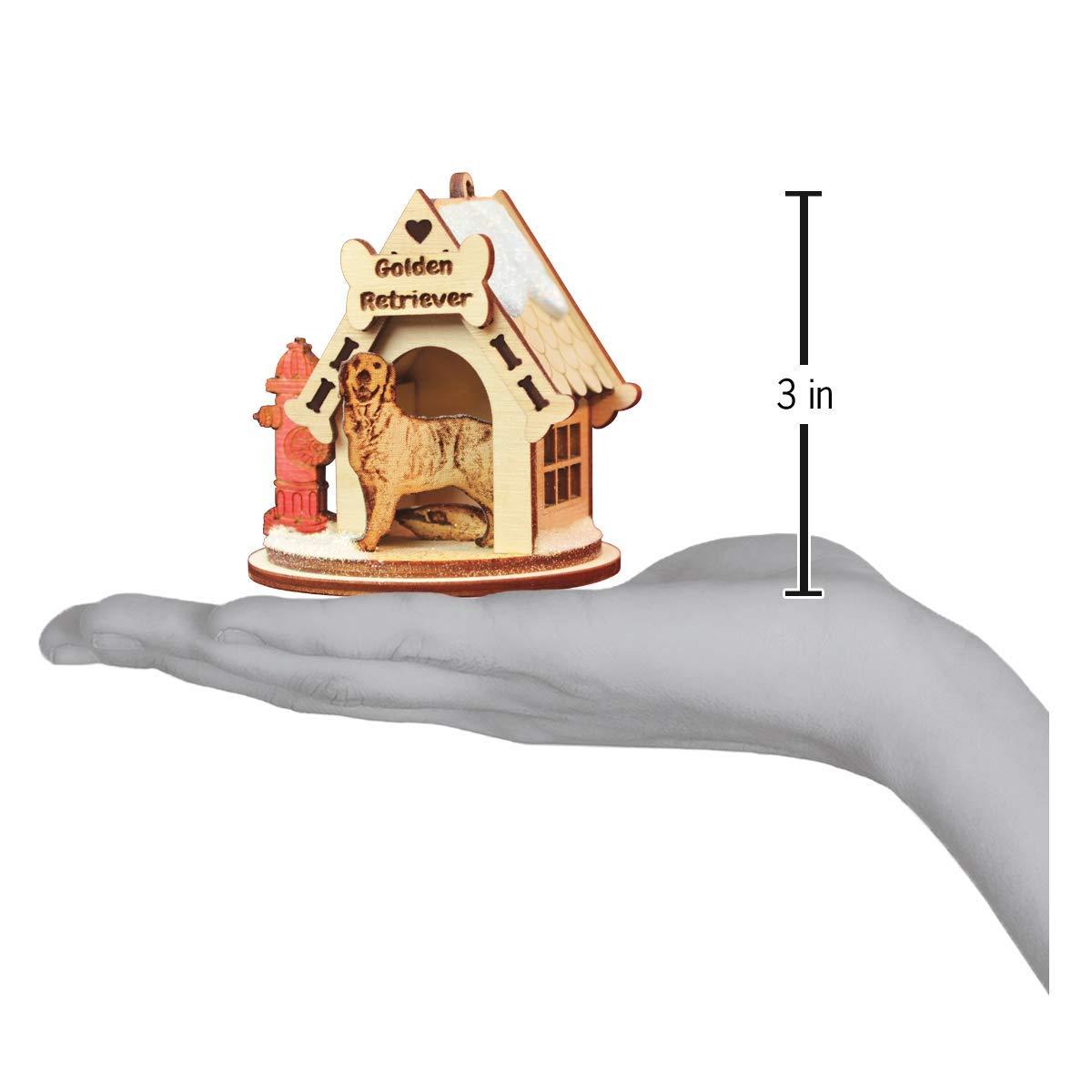 Old World Christmas K-9 Cottage Wooden Doghouse Ornament for Christmas Tree, Golden Retriever