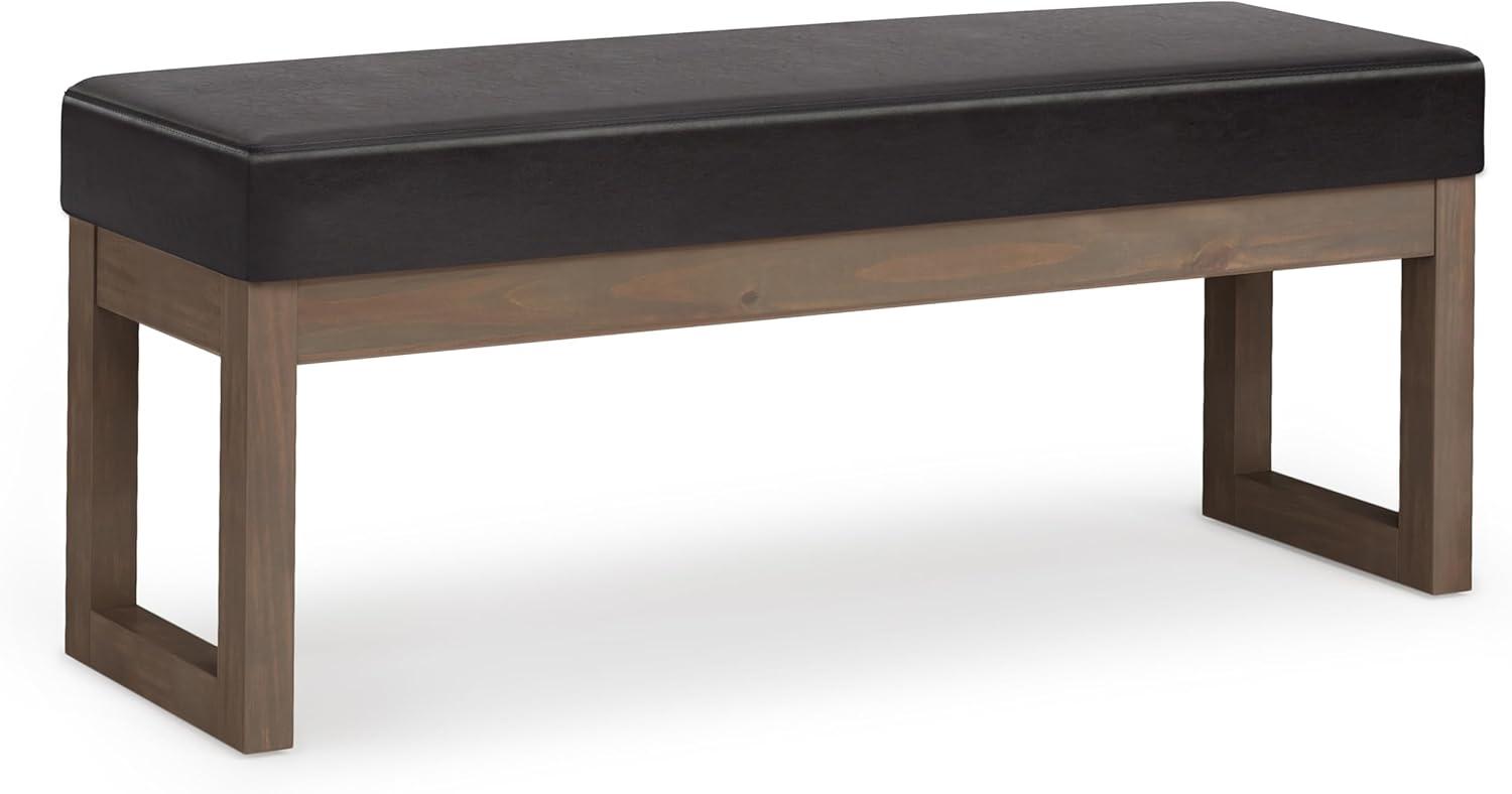 Simpli Home Milltown Ottoman Bench with Upholstered Seat and Solid Wood Frame