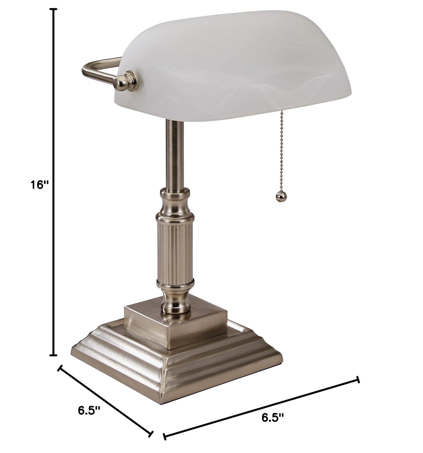 Advantus V-Light 14.8 inch Brushed Nickel LED Bankers Lamp with Frosted Shade