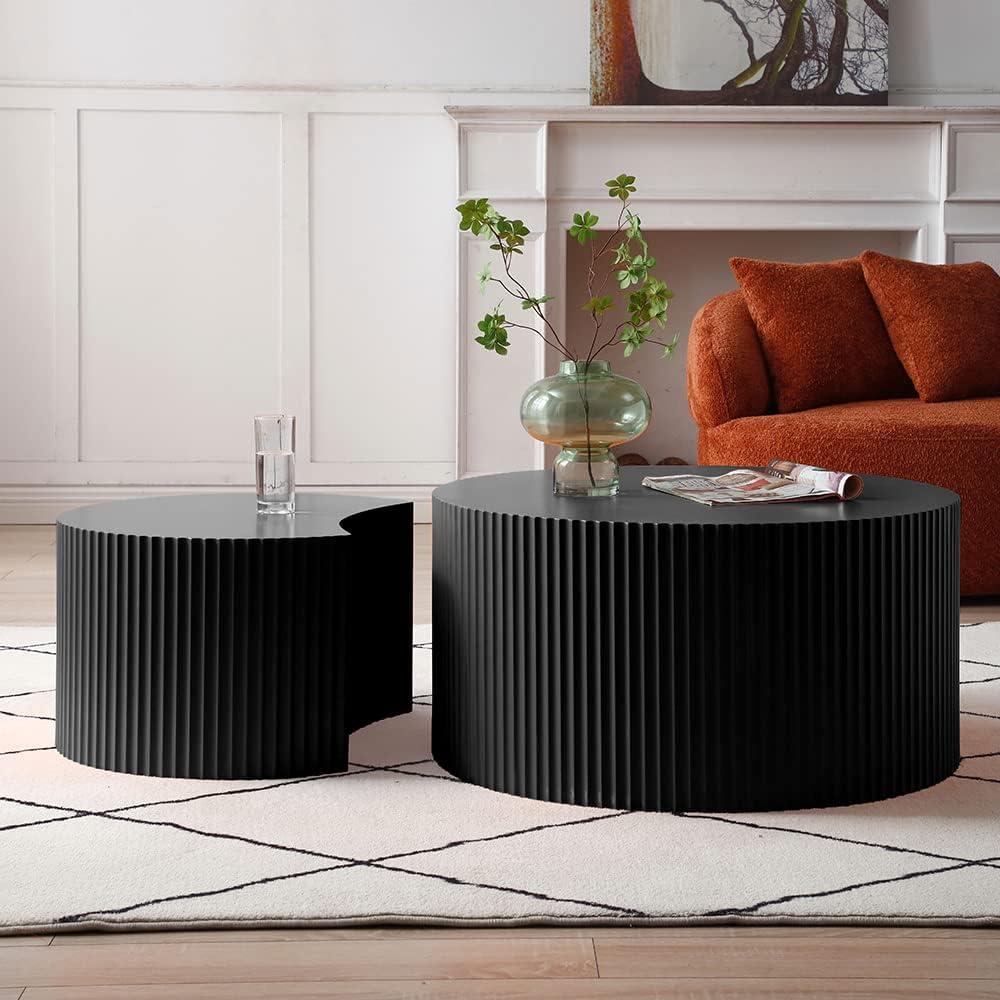 Williamspace Nesting Coffee Table Set, Modern Luxury, 2 Pieces, Black