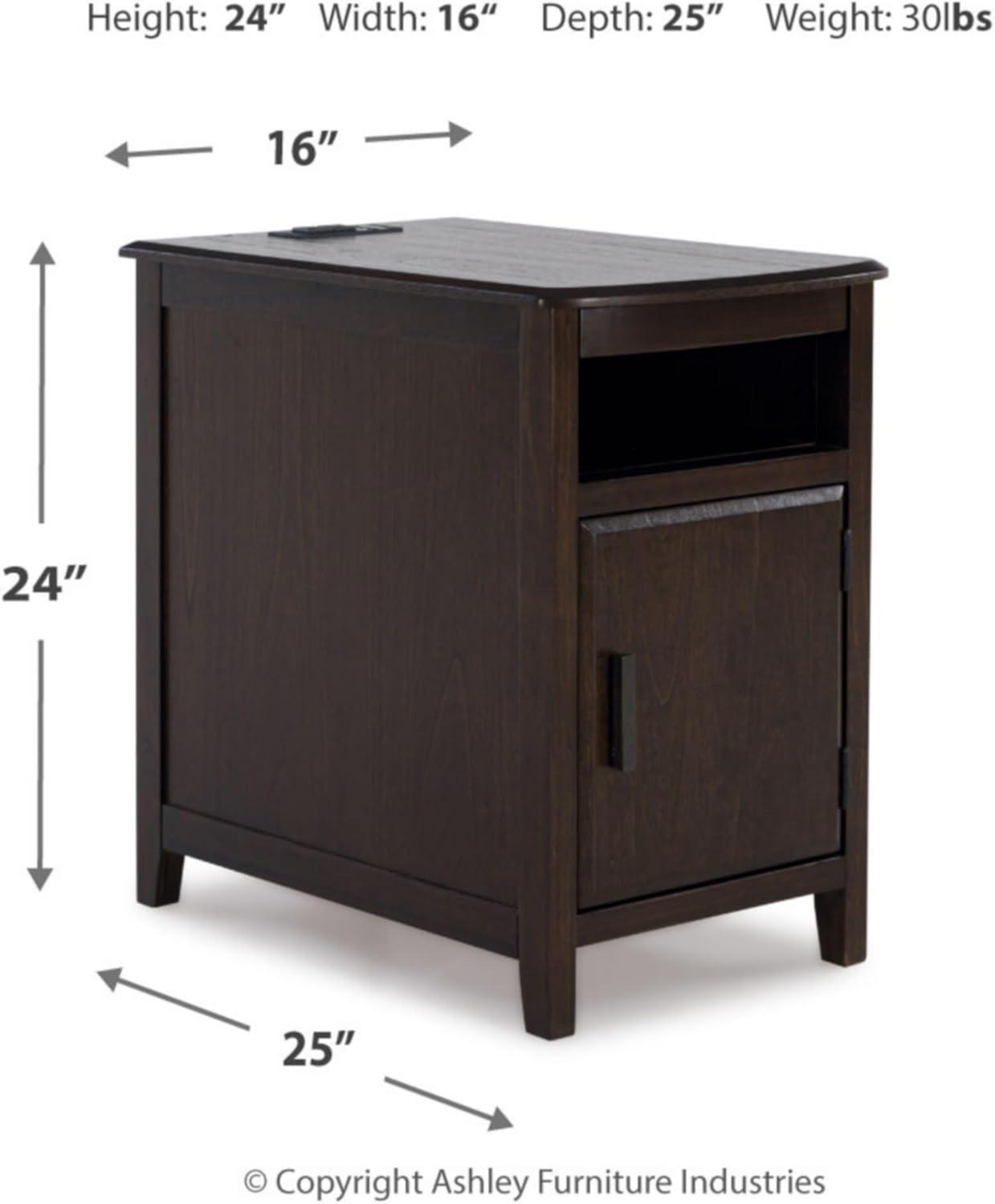 Signature Design by Ashley Casual Devonsted Chairside End Table  Dark Brown