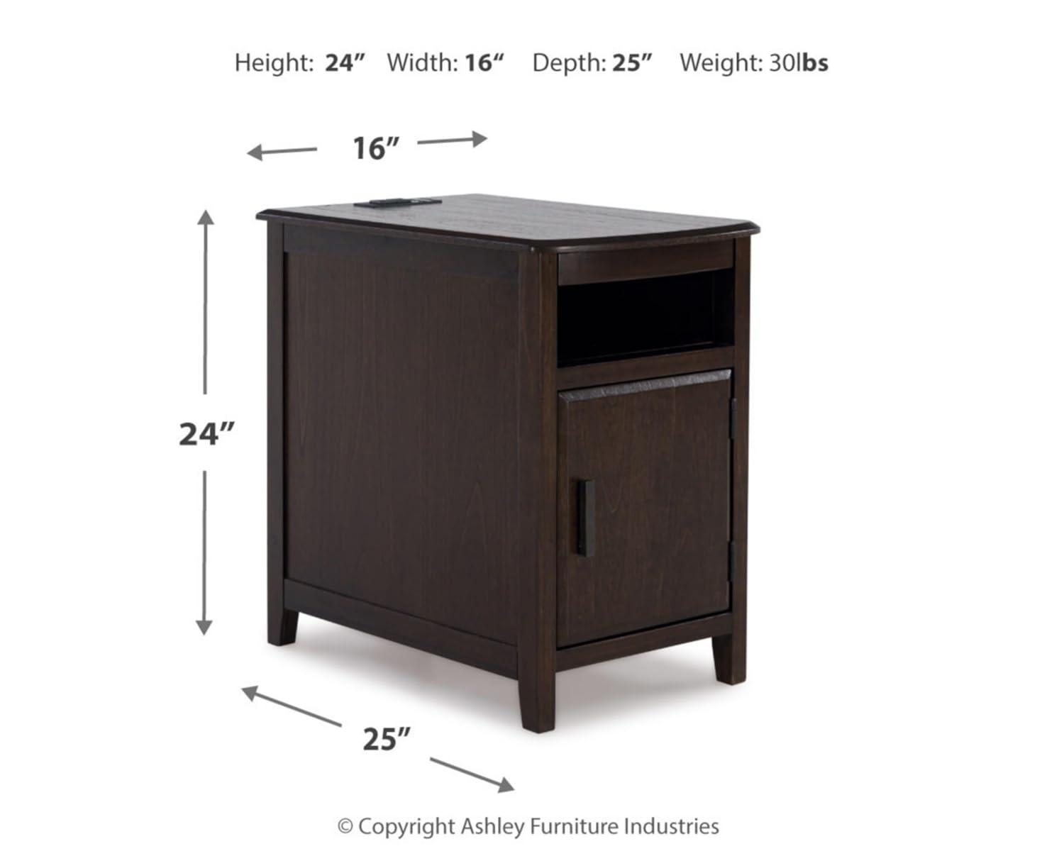 Signature Design by Ashley Casual Devonsted Chairside End Table  Dark Brown