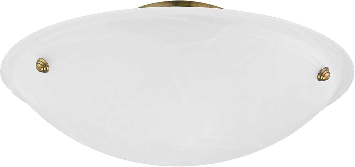 Antique Brass Elegance 3-Light Flush Mount with White Alabaster Glass