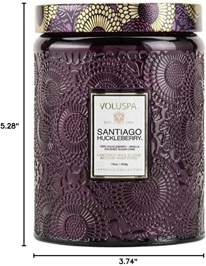 Voluspa Santiago Huckleberry Large Embossed Glass Jar Candle (18 Ounces)