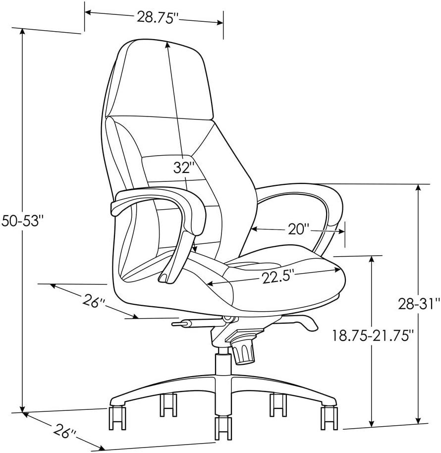 Zuri Furniture Gates Genuine Leather Aluminum Base High Back Executive Chair - White