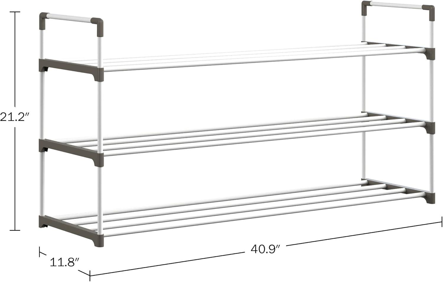 Home-Complete 3-Tier Shoe Rack for 15 Pairs, White