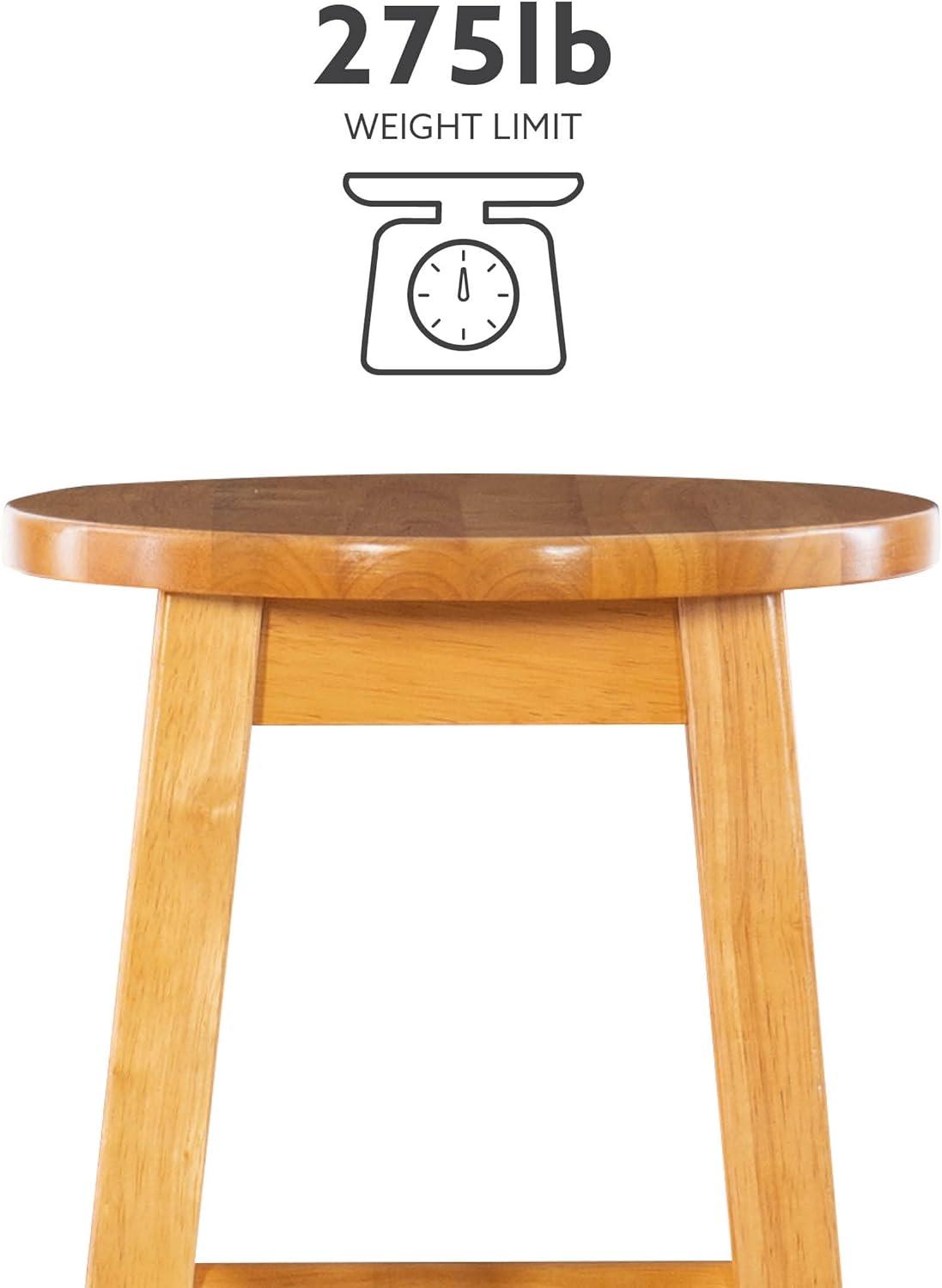 Linon Sims Classic 24" Backless Round Counter Stool in Natural Brown Rubberwood