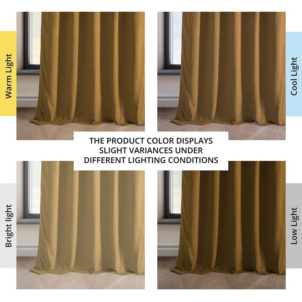 Half Price Drapes Retro Gold Heritage Plush Velvet Room Darkening Curtains (1 Panel), 50W X 96L