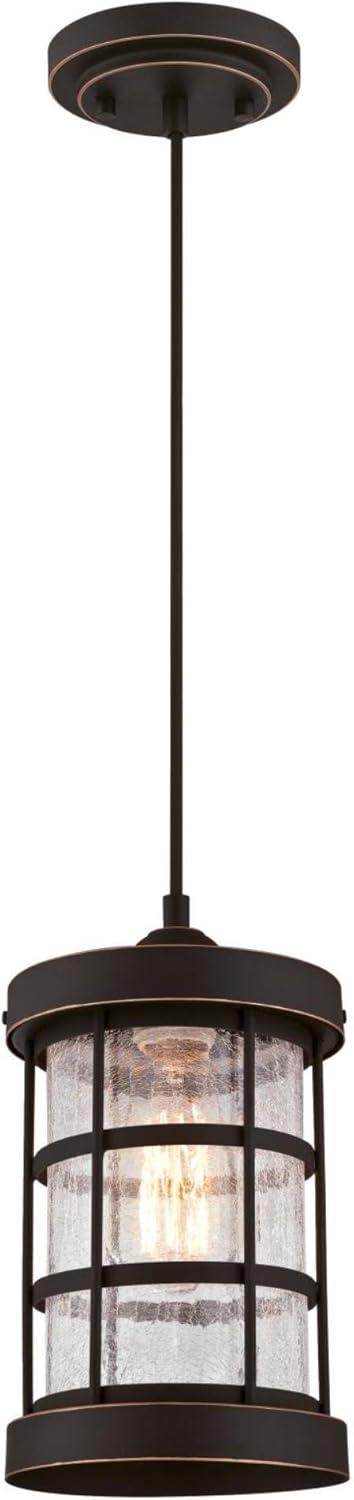 Westinghouse 6361500 Barkley One-Light Mini, Oil Rubbed Bronze Finish with Highlights and Clear Crackle Glass Indoor Pendant