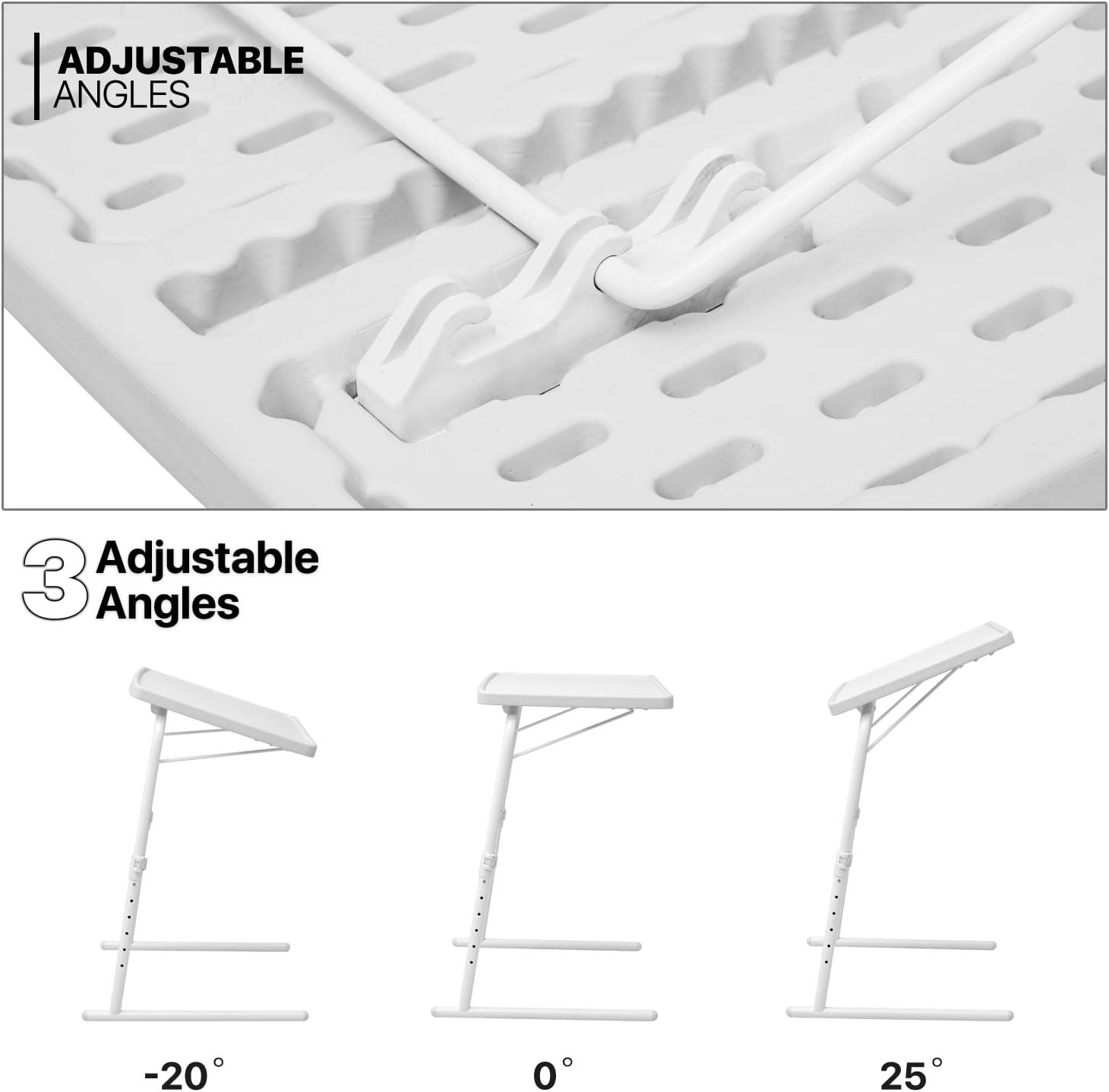 22" Tilting TV Tray Folding Table, Adjustable Height Foldable Laptop Desk for Bedside Sofa Working