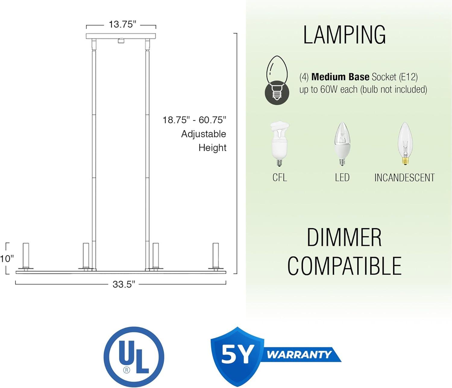 Kira Home Mila 34" Kitchen Island Light, Linear Ceiling Light for Kitchen Islands, Pool Tables, Dining Tables, Oil