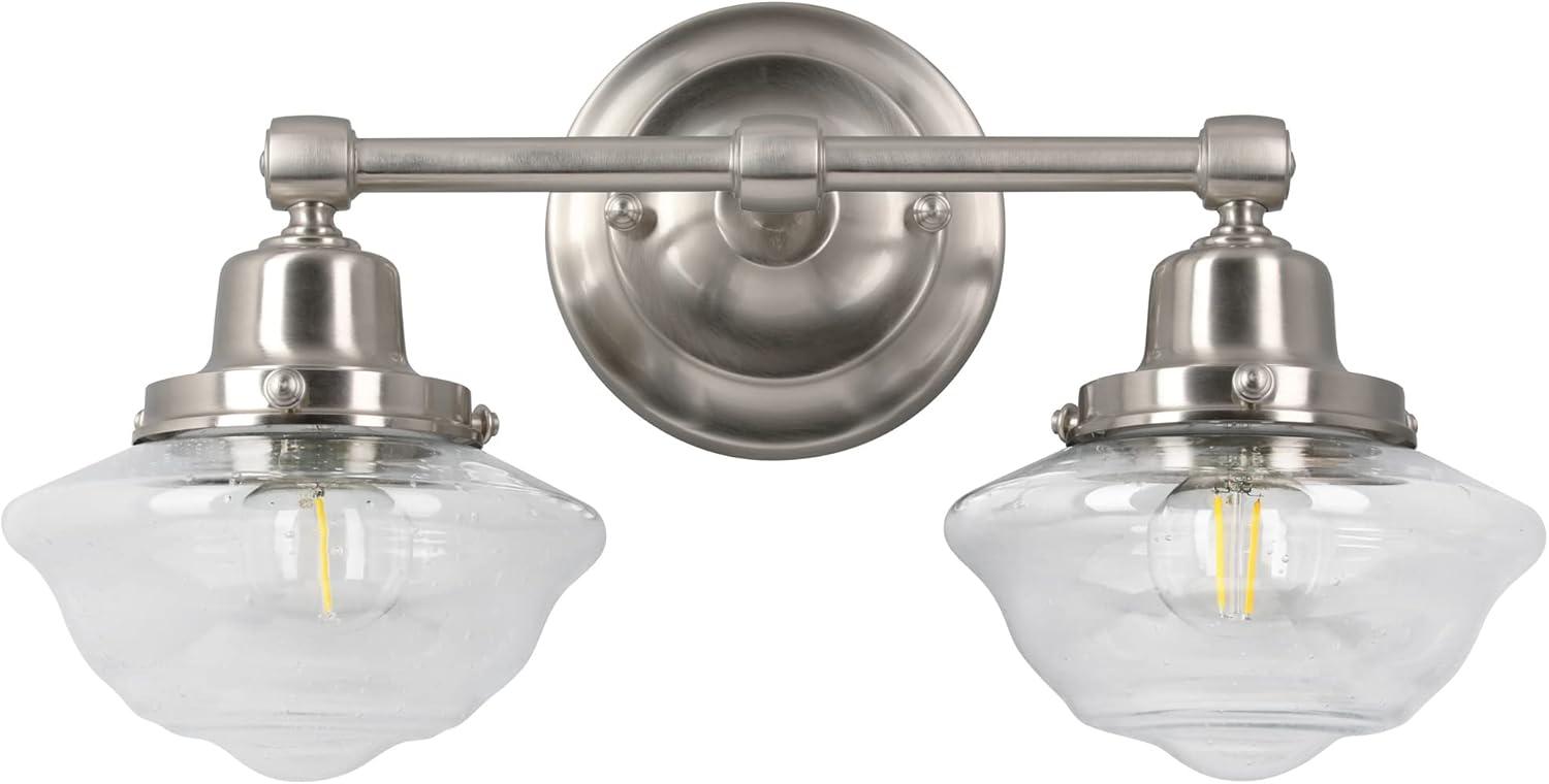 Design House Schoolhouse Wall Light in Satin Nickel, 2-Light