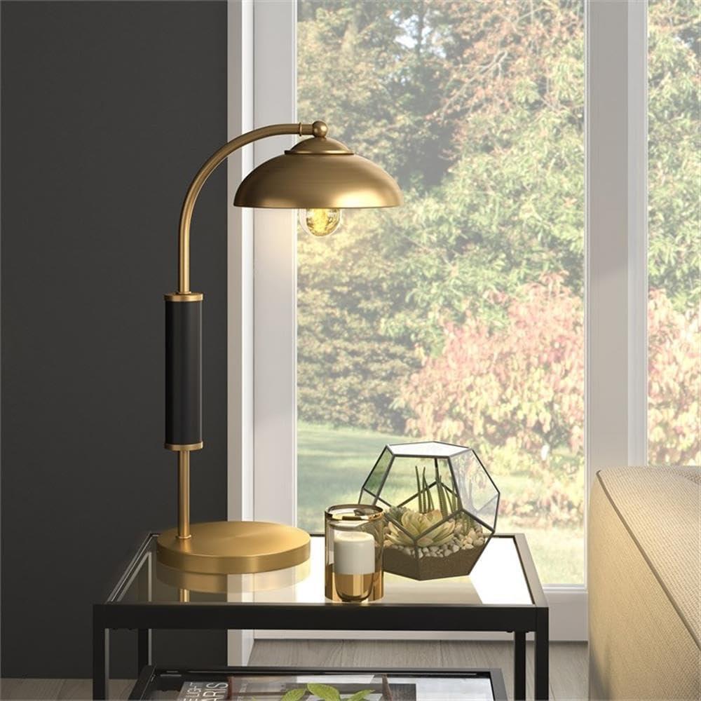 Henn&Hart 9" Brass/Matte Black Metal Table Lamp