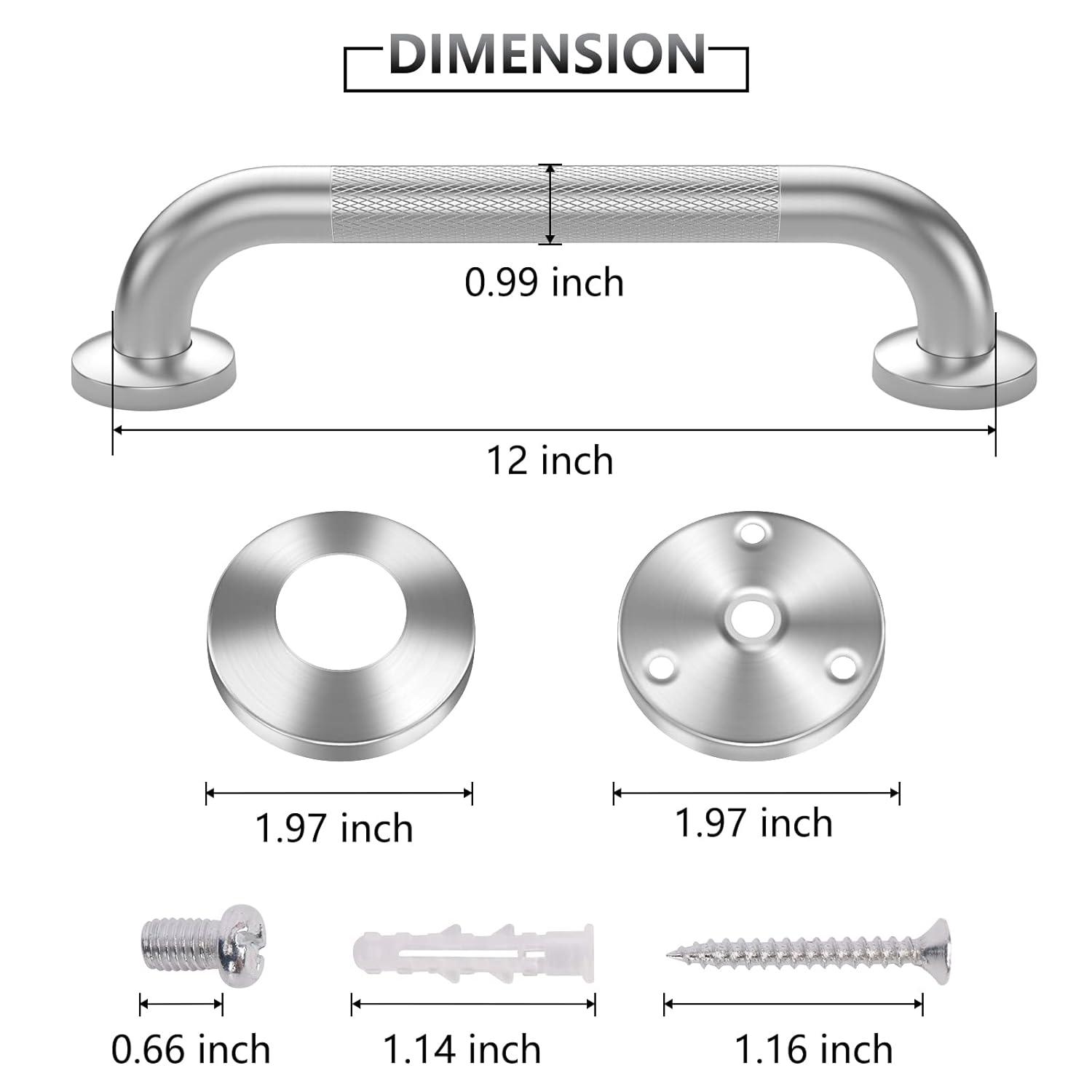 Hodvit 16" Stainless Steel Grab Bars, 2 Pack, Anti Slip Shower Handles for Elderly and Handicap Bathroom Safety, Bathtub Assist