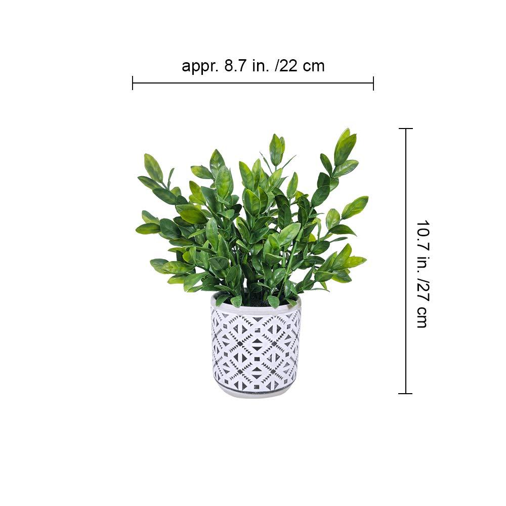 Winlyn Set of 2 Artificial Potted Plants Potted Eucalyptus Plant Artificial Grass in Modern Concrete Plant Pots Outdoor