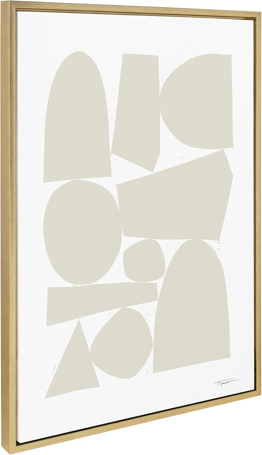 Kate and Laurel Sylvie Constructed II Neutral Framed Canvas Wall Art by Statement Goods, 23x33 Gold, Minimalist Modern Art for Wall