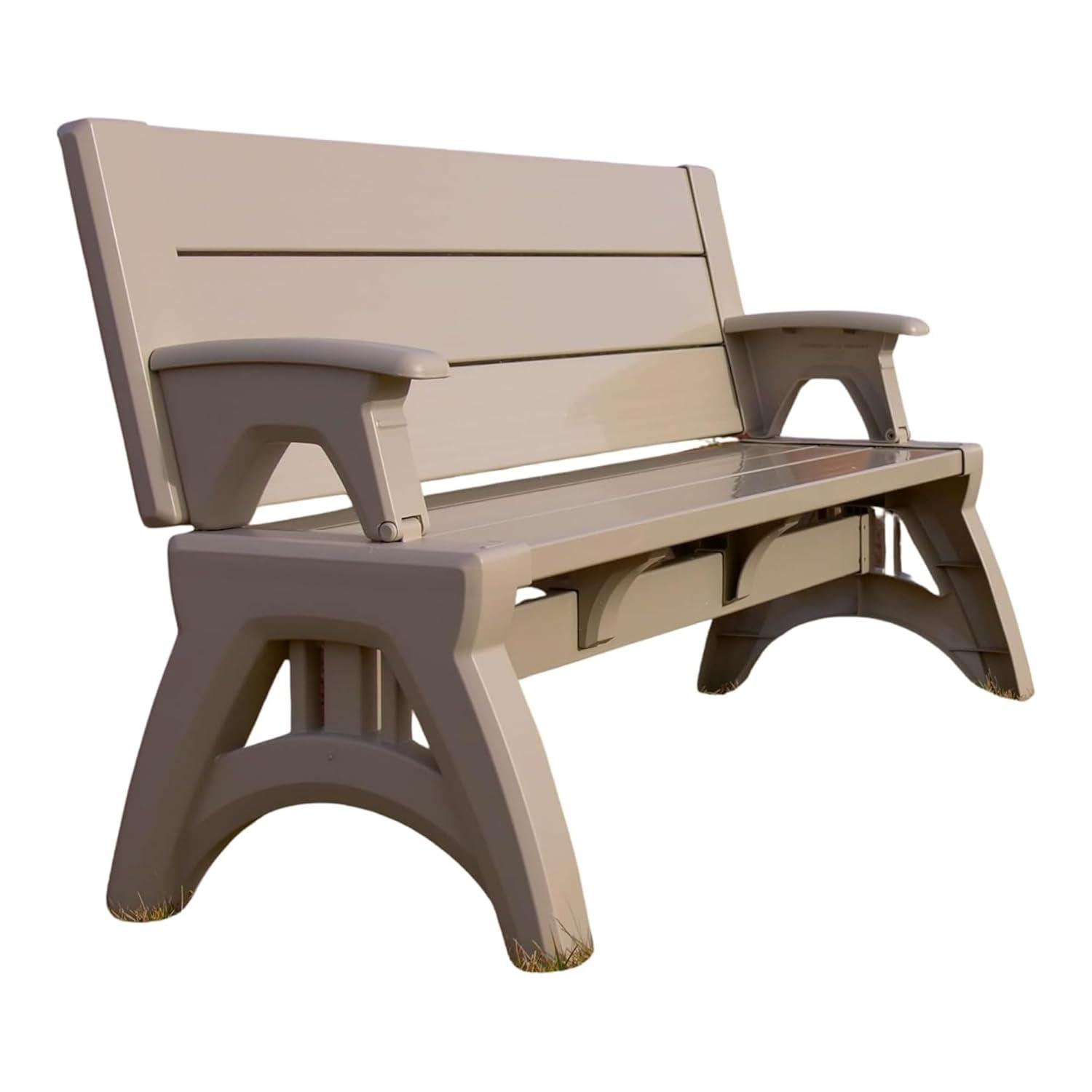 Convert a Bench Mesa de Picnic de 60" para Exteriores/banco de Vinilo para Patio, Madera Flotante, Generación II