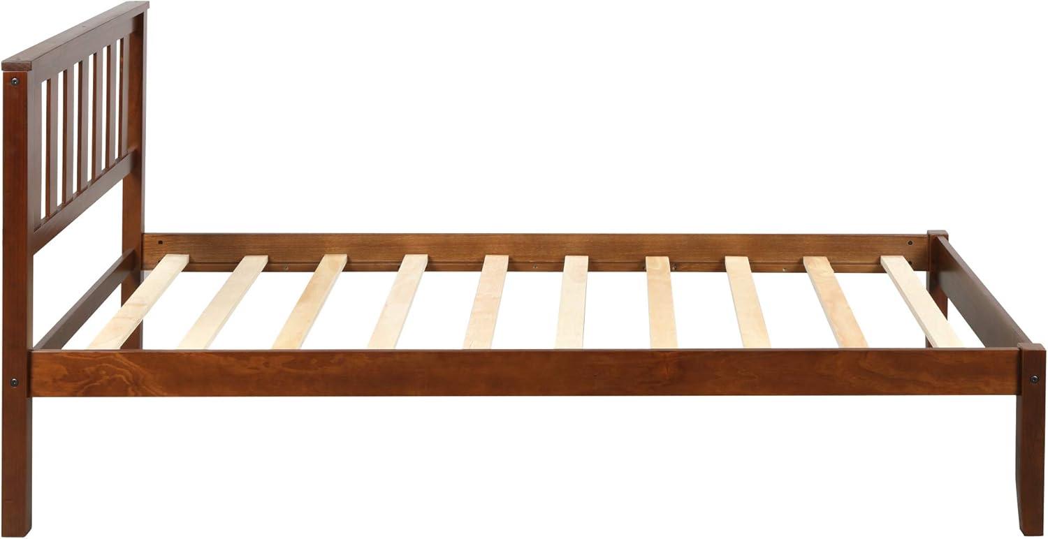 Knubmt Twin Size Bed Frame Wood Platform Bed with Headboard/Wood Slat Support, Perfect for Home, Bedroom, Brown