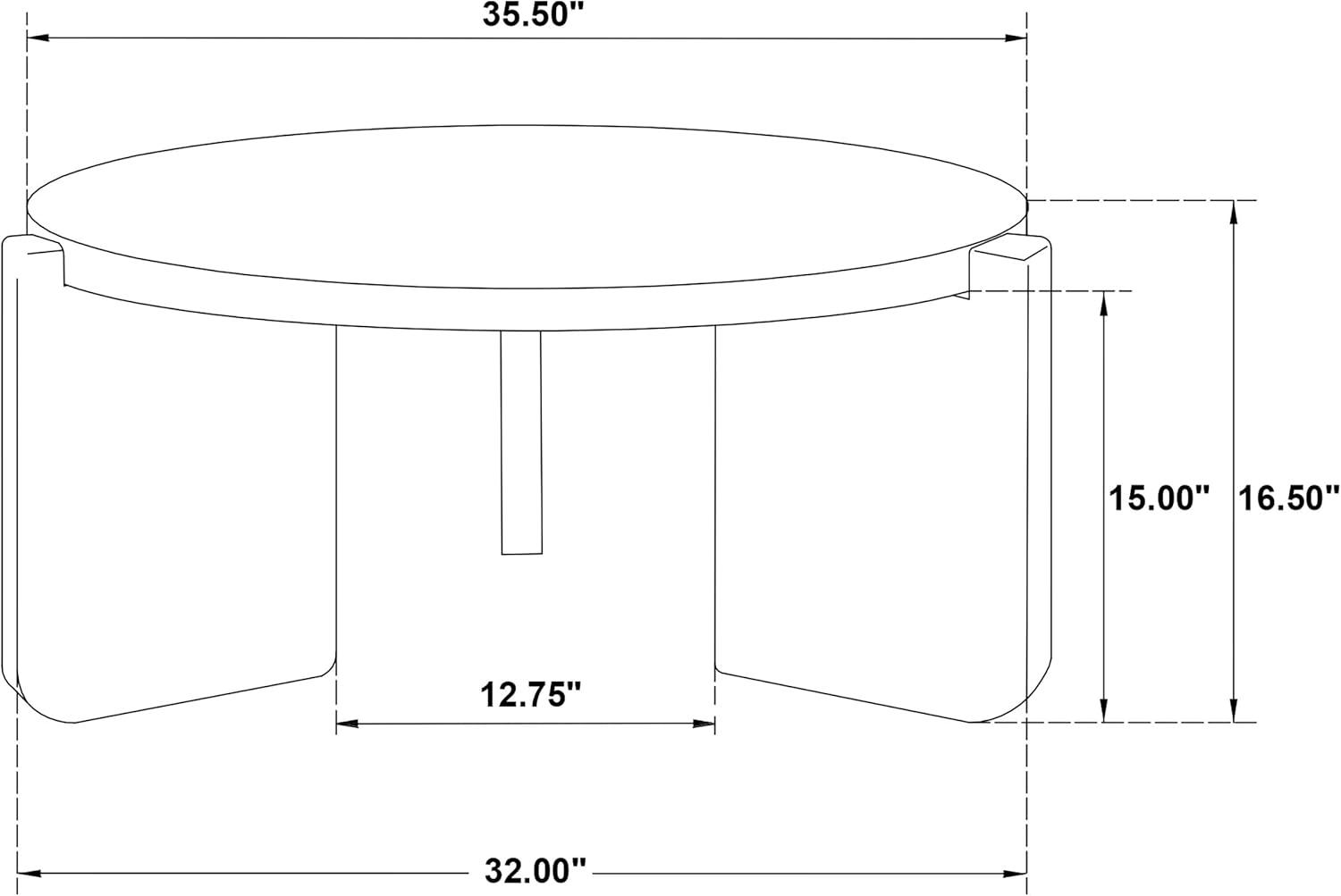 Coaster Cordova Modern Round Solid Wood 3 Legs Coffee Table in Black