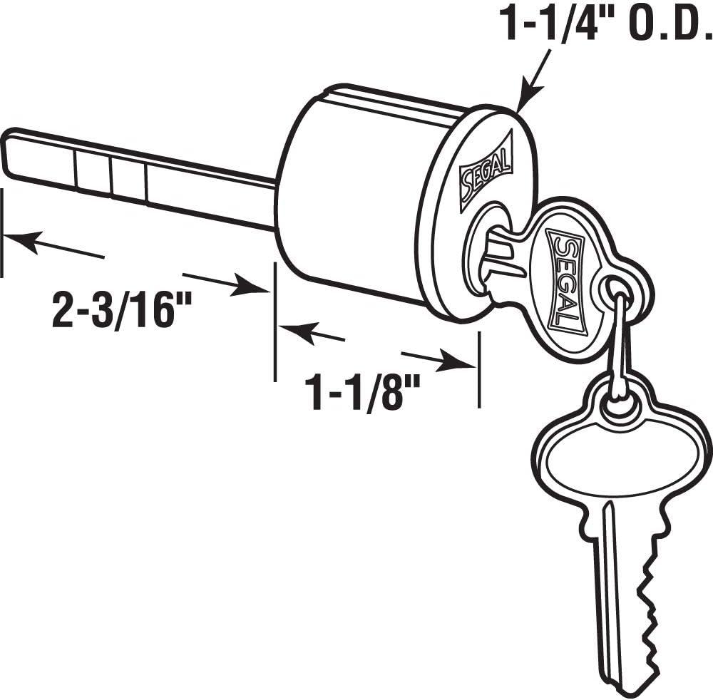 Brushed Brass Keyed Lock Cylinder with 2 Keys