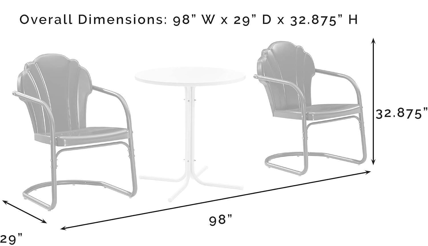 Crosley 3pc Tulip Retro Metal Bistro Set Red