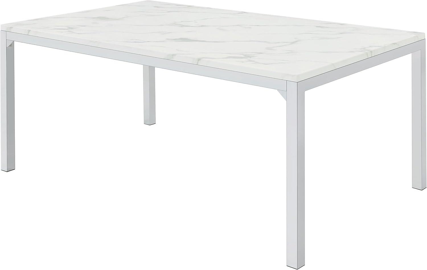 Coaster Athena Rectangle Metal Dining Table with Marble Top in Chrome