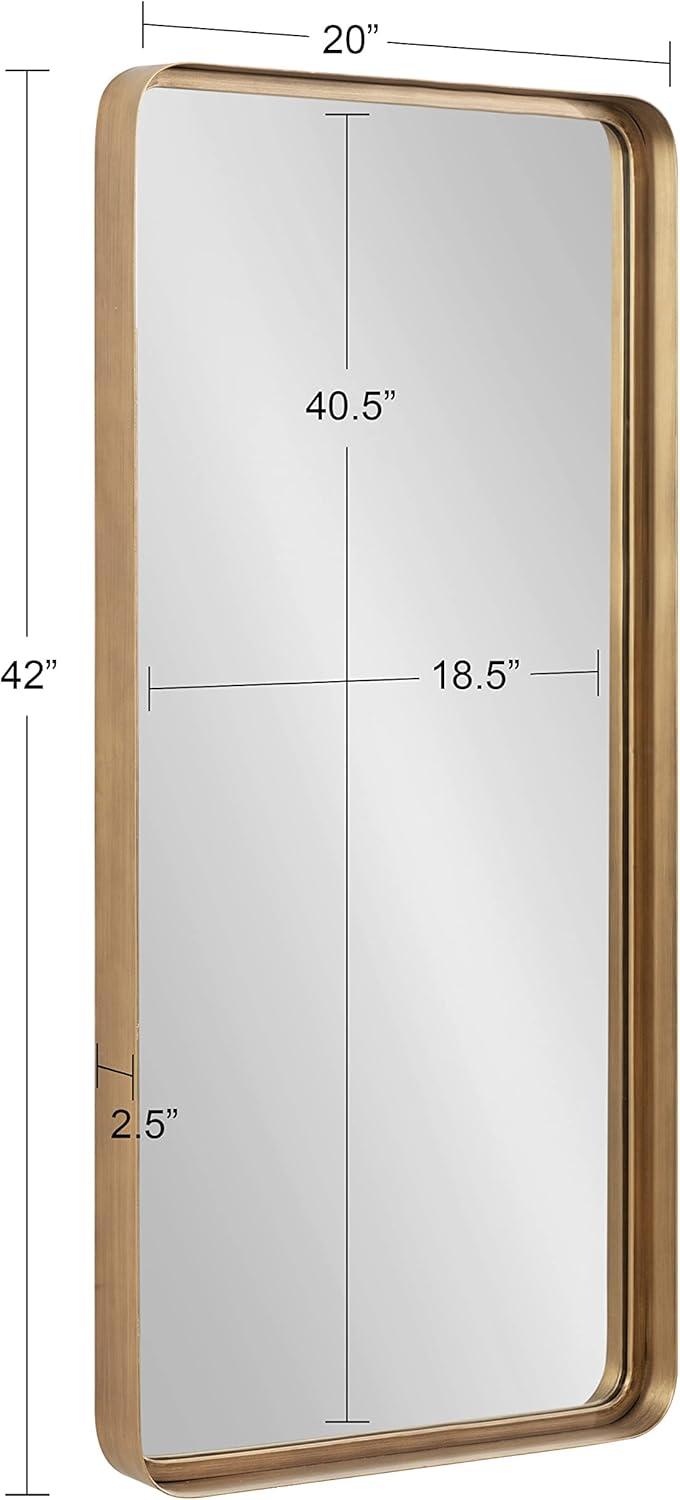 Armenta Antique Gold Soft Rectangle Metal Framed Wall Mirror, 20x42