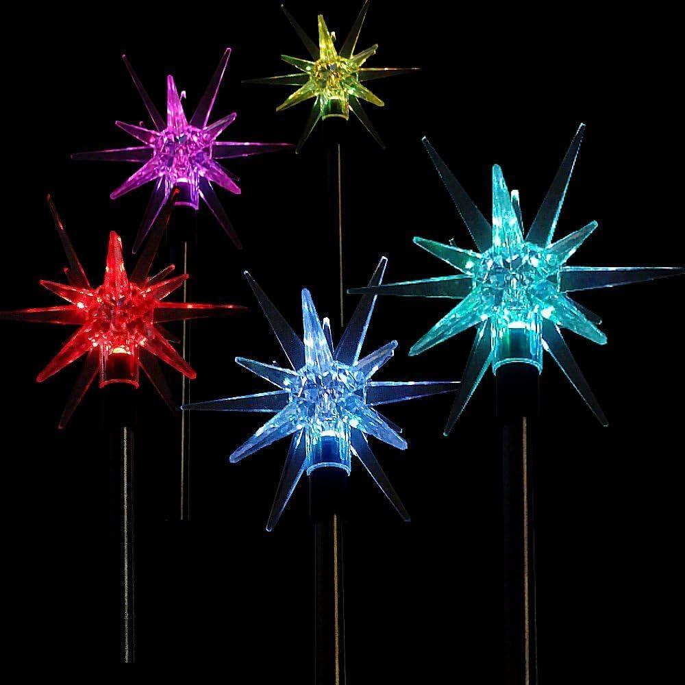 Solar-Powered Stainless Steel Starburst LED Garden Stakes