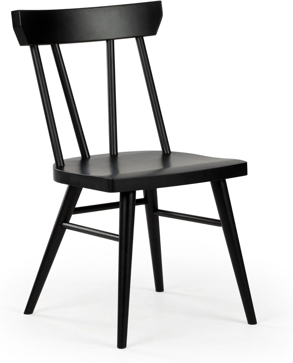 Plank+Beam Windsor Dining Chair Set of 2, Solid Wood Chairs for Kitchen, Office, Living Room, Pecan