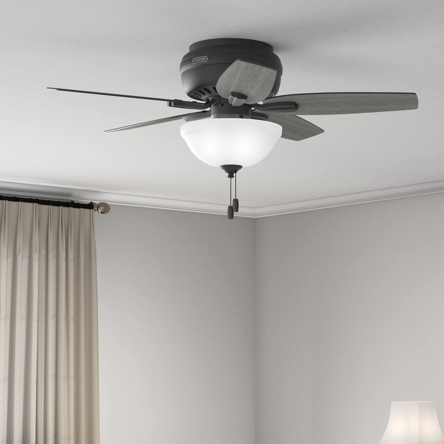 Newsome 42" 5 - Blade Traditional Flush Mount Indoor Ceiling Fan with Lights and Pull Chains