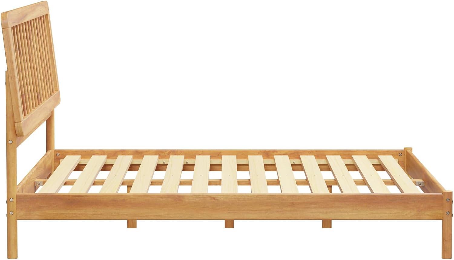 Mid-Century Modern Solid Wood King Spindle Bed – Natural Pine