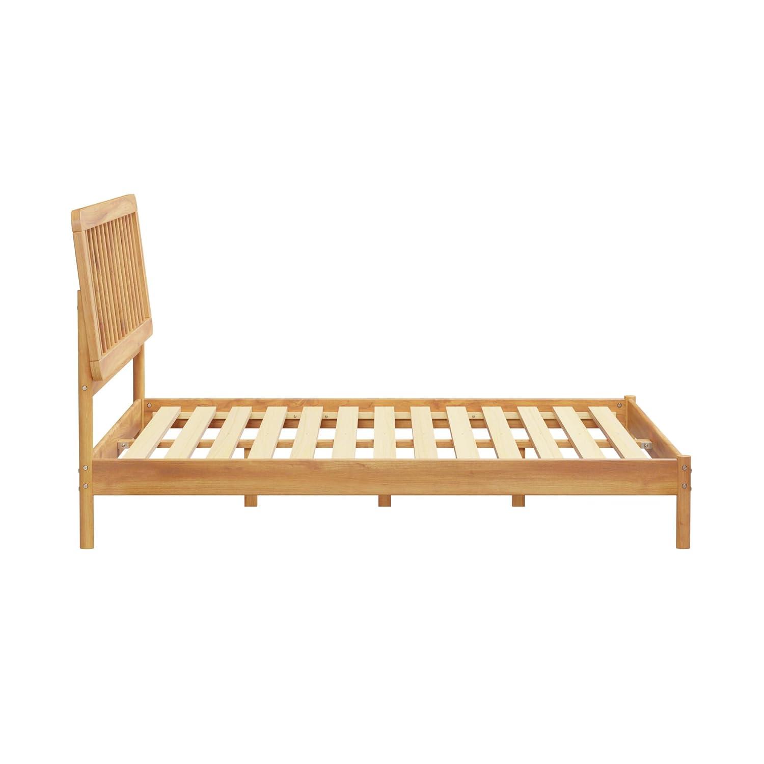 George Oliver Mid-Century Modern Solid Wood King Spindle Bed – Natural Pine