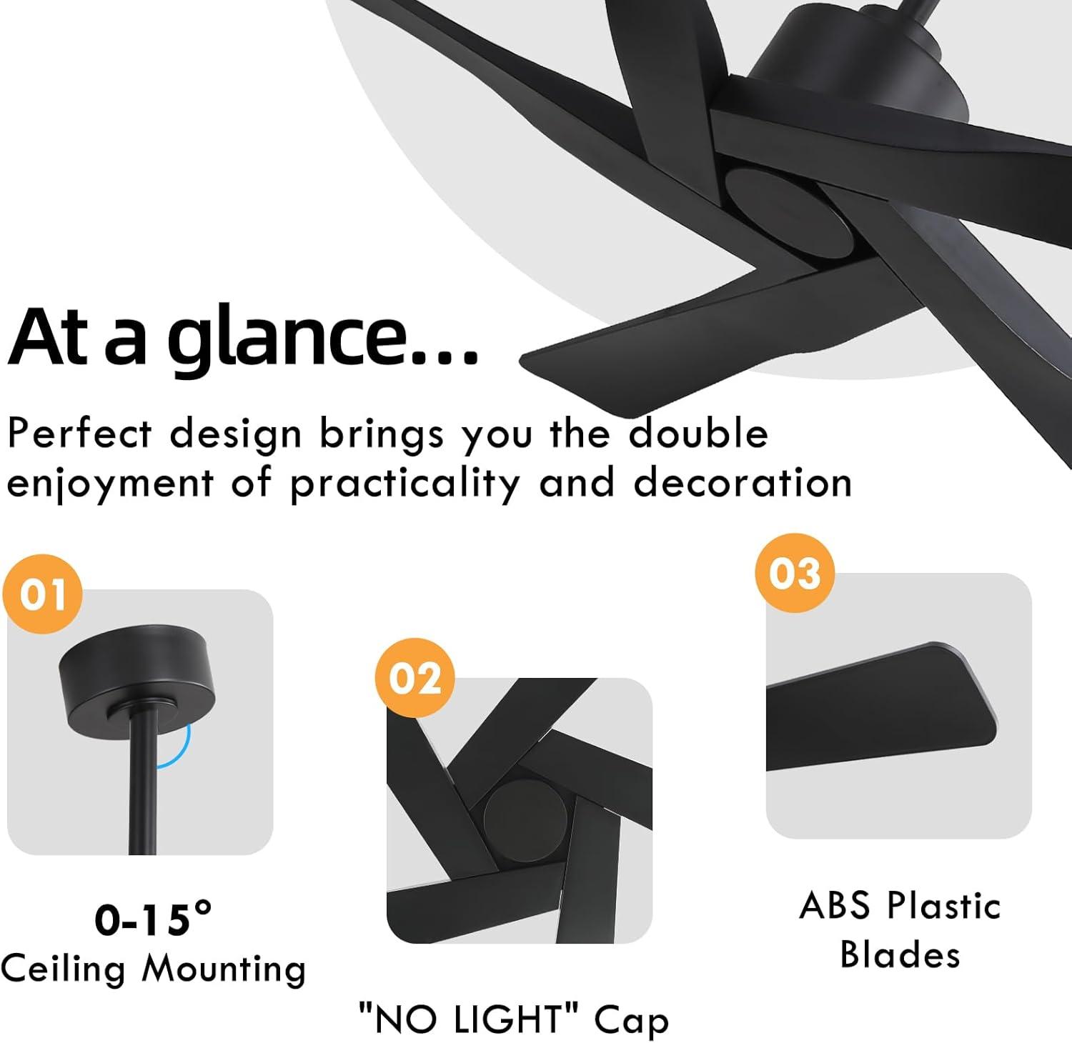 5-ABS Blades Indoor Ceiling Fan without Light