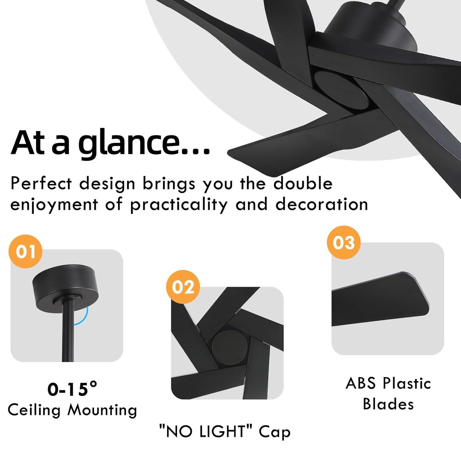 5-ABS Blades Indoor Ceiling Fan without Light